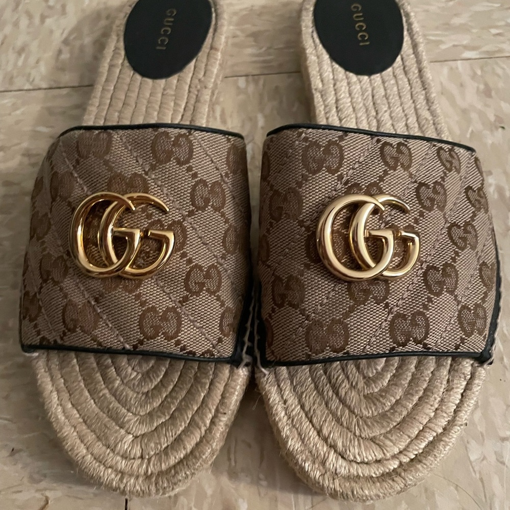 Women's GG matelassé canvas espadrille sandal